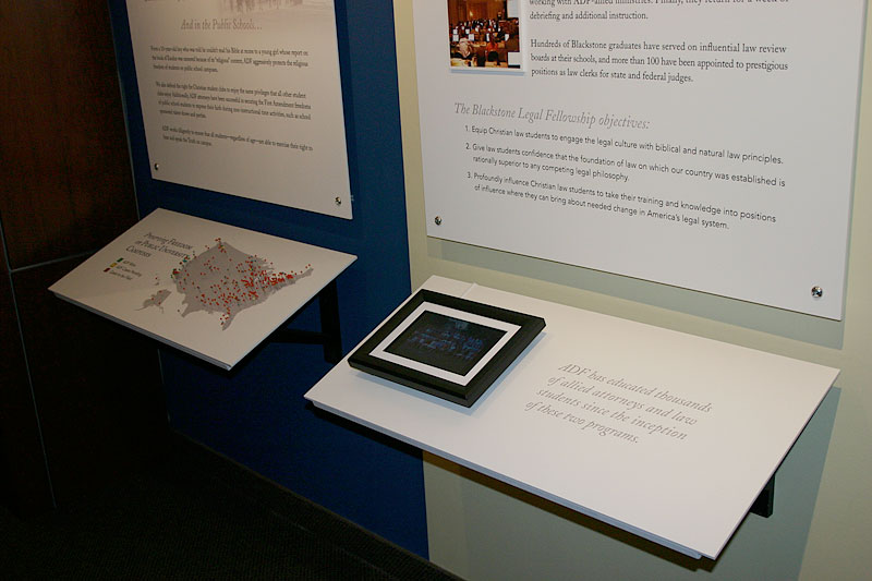 Exhibit design, panel detail with digital photo frame inset